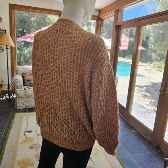 New Lush Medium Marled Cable Pink Salmon Knit Pullover Sweater Womens NWT - Picture 5 of 8